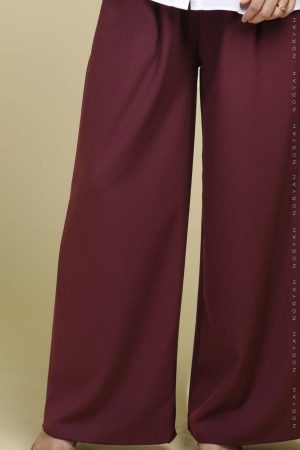 palazzo pants burgundy red (seluar muslimah paling selesa,labuh, longgar, ironless)