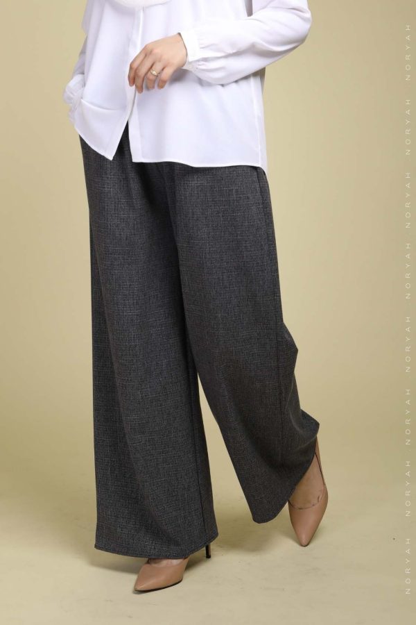 palazzo pants black grey (seluar muslimah paling selesa,labuh, longgar, ironless)