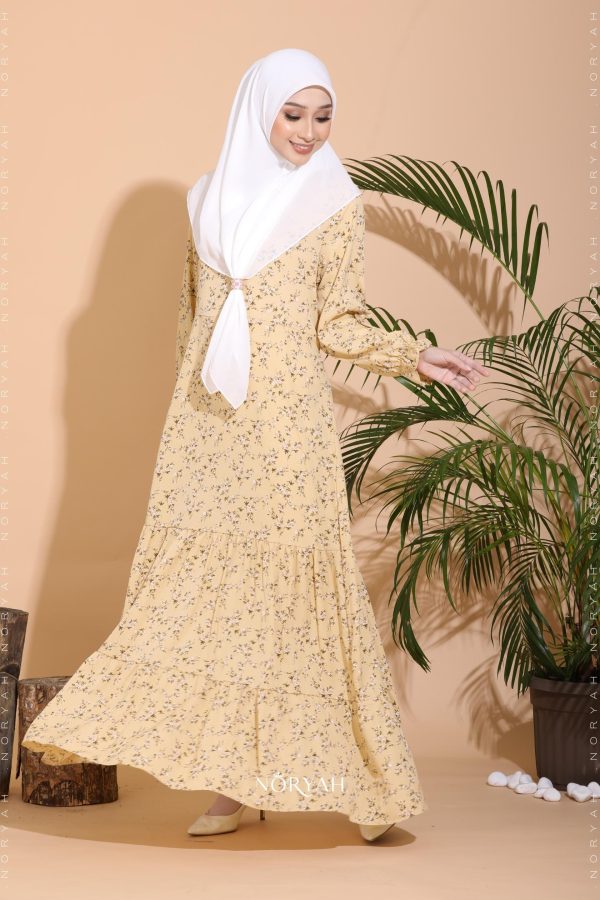 yellow floral dress (jubah muslimah kuning)