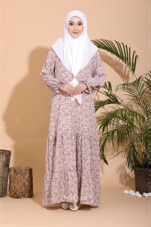 soft pink floral dress (jubah muslimah soft pink)
