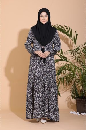 navy floral dress (jubah muslimah navy)