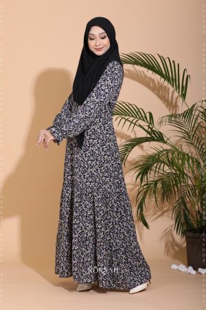 navy floral dress (jubah muslimah navy)