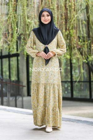 yellow floral dress (jubah muslimah)